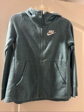 Nike Kids Teal Full-Zip Hoodie Jacket with Swoosh